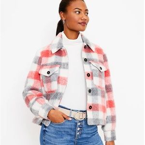Loft Petite Brushed Plaid Jacket size M
